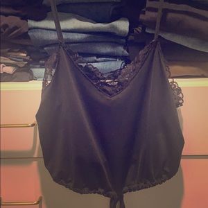 Linger style top. Cropped with satin material